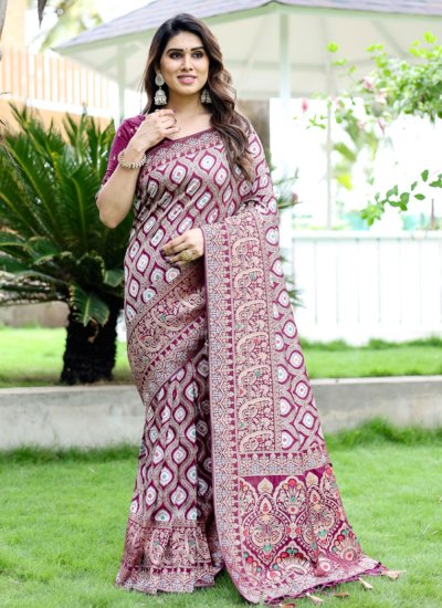 Kanjivaram Silk Zari Purple Trendy Saree