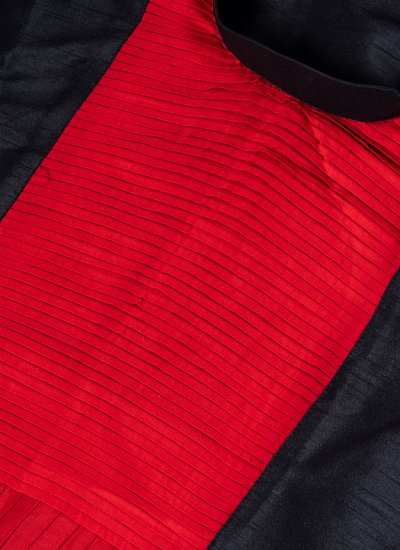 Kurta Pyjama Fancy Banarasi Silk in Black and Red