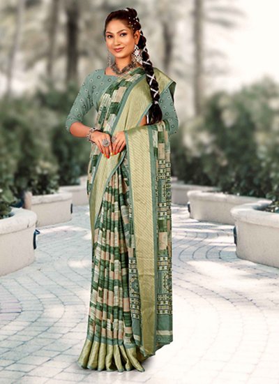 Latest Green Ceremonial Designer Saree