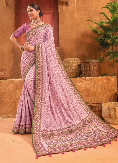 Lavender Banarasi Silk Classic Saree