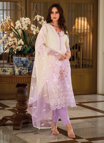 Lavender Ceremonial Organza Trendy Salwar Suit