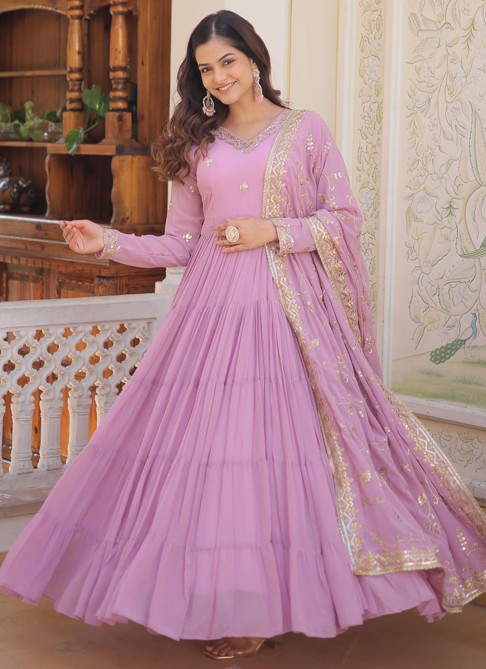 Arabian Lavender Long Sleeves Modest Wedding Dress Embroidered A Line  Custom Made Closed Back Dubai Muslim Bridal Gowns Turban - AliExpress