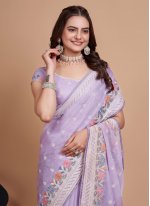 Lavender Embroidered Party Contemporary Saree
