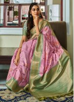 Lavender Handloom silk Contemporary Style Saree