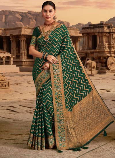 Lively Embroidered Ceremonial Contemporary Style Saree
