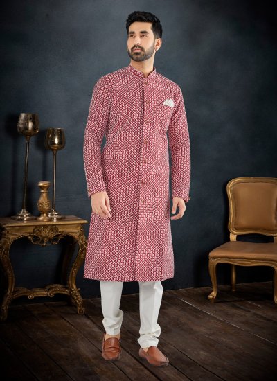 Lucknowi Maroon Kurta Pyjama