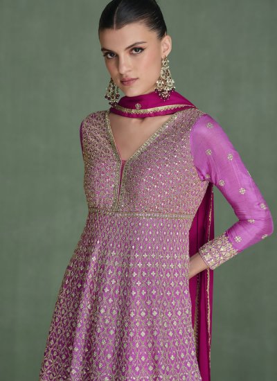 
                            Magenta and Rani Swarovski Readymade Gown