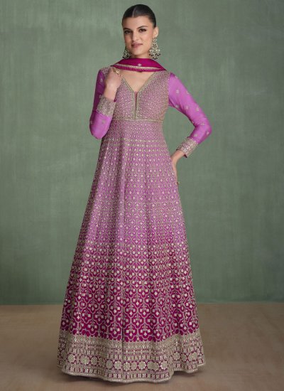 Magenta and Rani Swarovski Readymade Gown