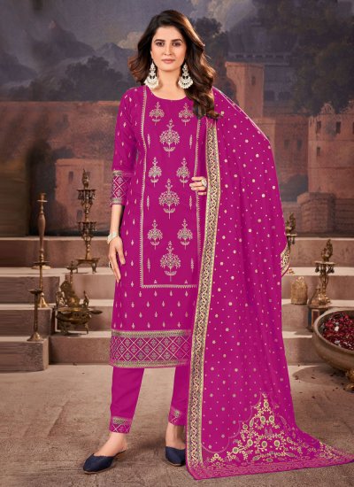 Magenta Printed Designer Salwar Suit