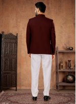 Maroon Buttons Rayon Jodhpuri Suit