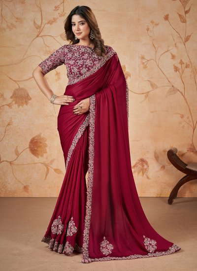 Traditional, Wedding Red and Maroon color Art Silk, Silk fabric Saree :  1834592