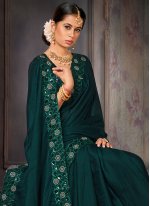 Marvelous Sequins Green Georgette Contemporary Saree