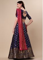 Marvelous Weaving Banarasi Silk Navy Blue Lehenga Choli