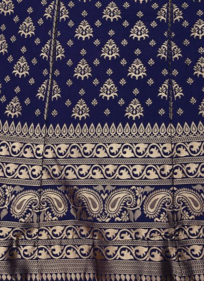 Marvelous Weaving Banarasi Silk Navy Blue Lehenga Choli
