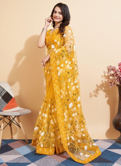 Masterly Yellow Net Contemporary Saree