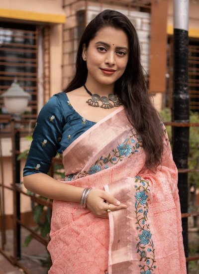 Mesmerizing Pink Mehndi Trendy Saree