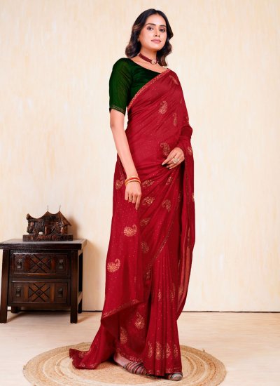 Mesmerizing Vichitra Silk Ceremonial Trendy Saree