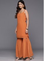 Mod Georgette Orange Printed Readymade Salwar Suit