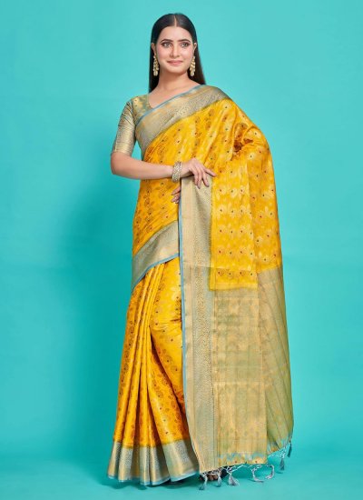 Modernistic Weaving Yellow Trendy Saree