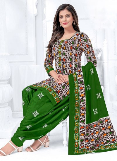 Multi Colour Casual Cotton Patiala Salwar Suit