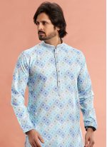 Multi Colour Cotton Thread Work Kurta Pyjama