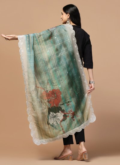 
                            Multi Colour Organza Dupatta