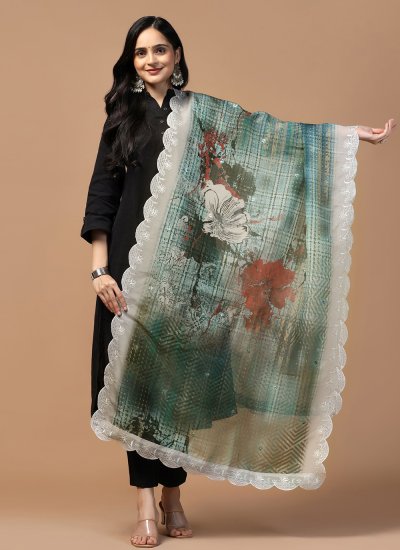 Multi Colour Organza Dupatta