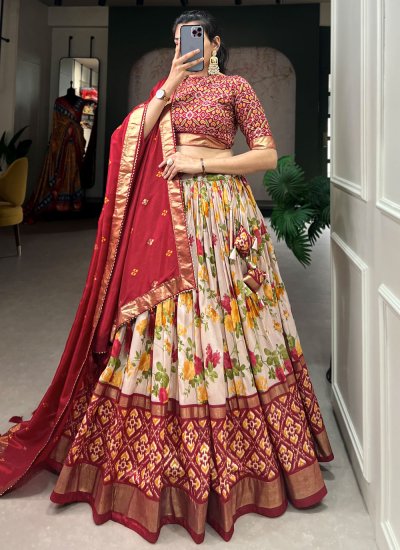 Multi Colour Sangeet Tussar Silk Designer Lehenga Choli