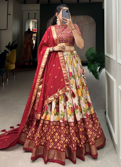 Multi Colour Sangeet Tussar Silk Designer Lehenga Choli