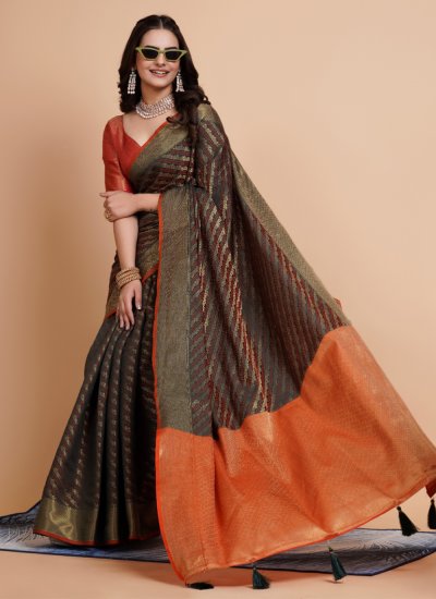 Multi Colour Woven Banarasi Silk Classic Saree