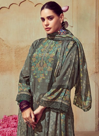 Muslin Designer Salwar Kameez in Grey
