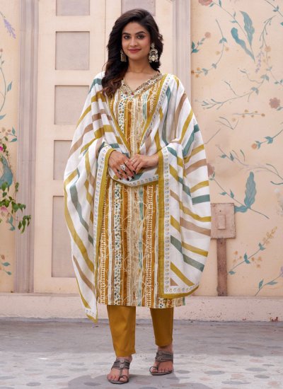 Mustard Embroidered Festival Salwar Suit