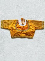 Mustard Embroidered Silk Blouse