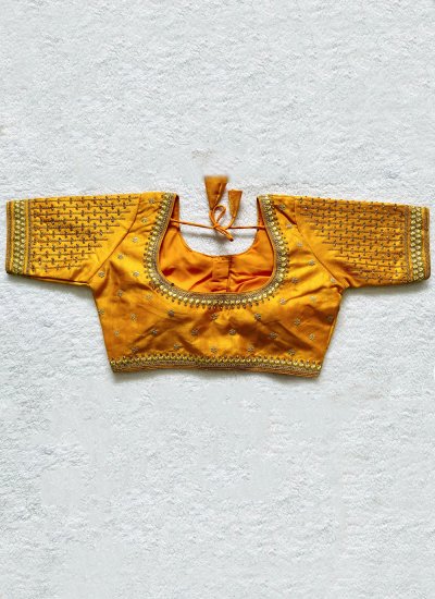 Mustard Embroidered Silk Blouse