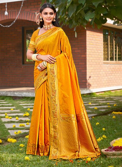 Designer Yellow Pure Georgette Saree