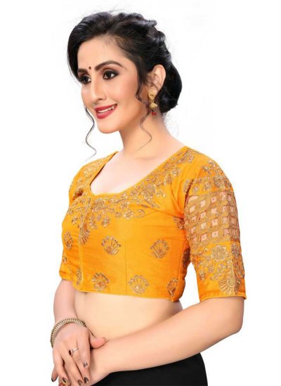 Mustard Silk Embroidered Blouse