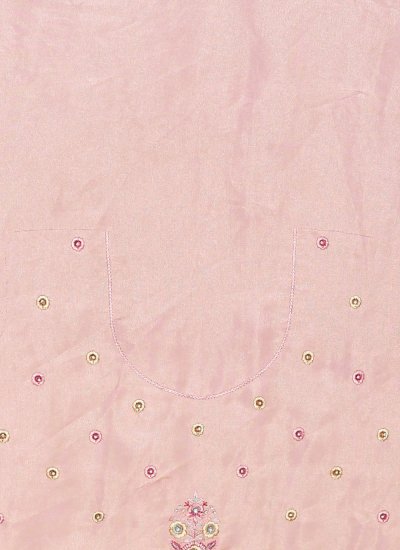 Mystic Embroidered Peach Satin Silk Contemporary Saree