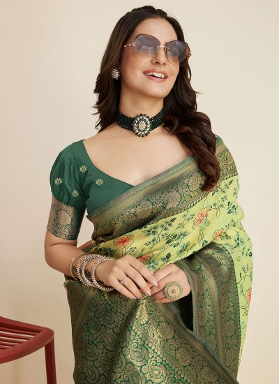 Mystic Weaving Green Kanjivaram Silk Classic Saree