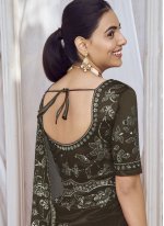 Net Embroidered Saree in Green