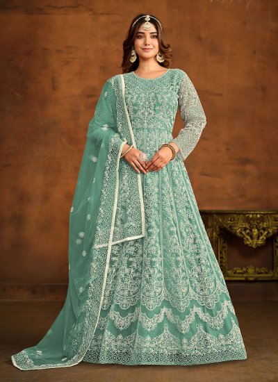 Net Green Resham Trendy Salwar Suit