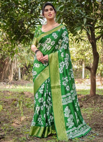 Noble Green Pure Silk Designer Saree