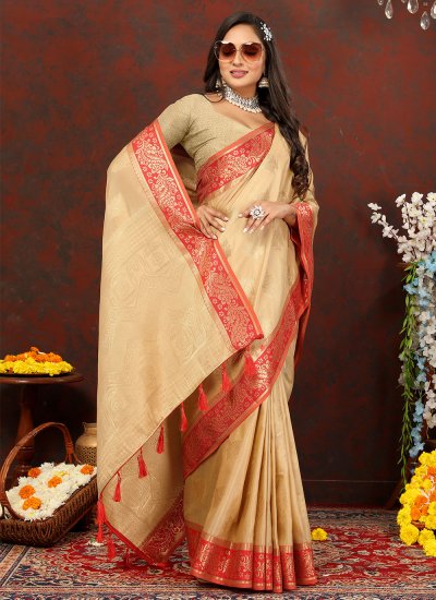 Observable Beige Party Trendy Saree