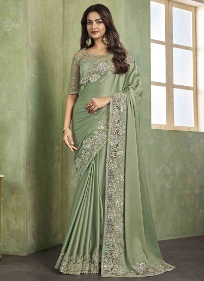 Observable Green Engagement Contemporary Saree