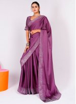 Observable Swarovski Purple Rangoli Trendy Saree