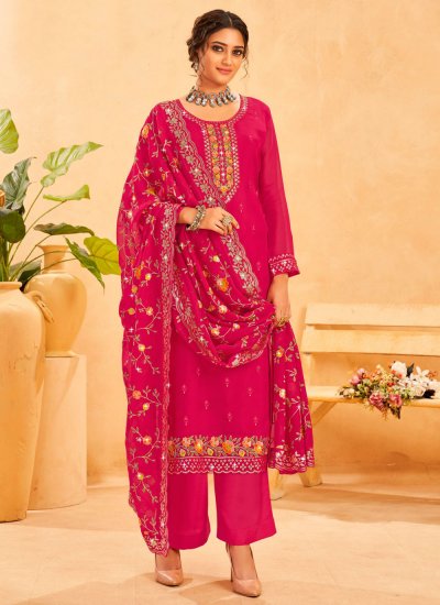Organza Pink Designer Salwar Suit