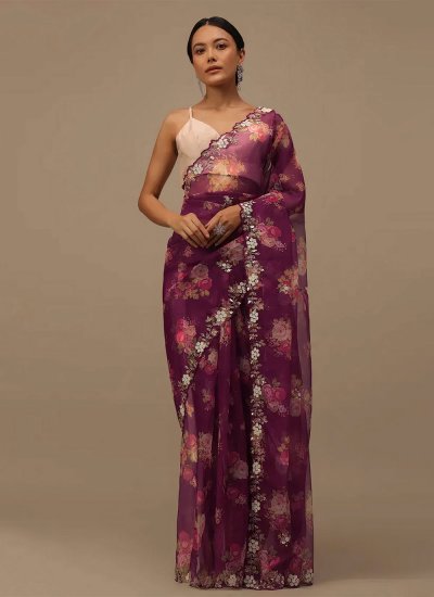 Organza Trendy Saree in Purple