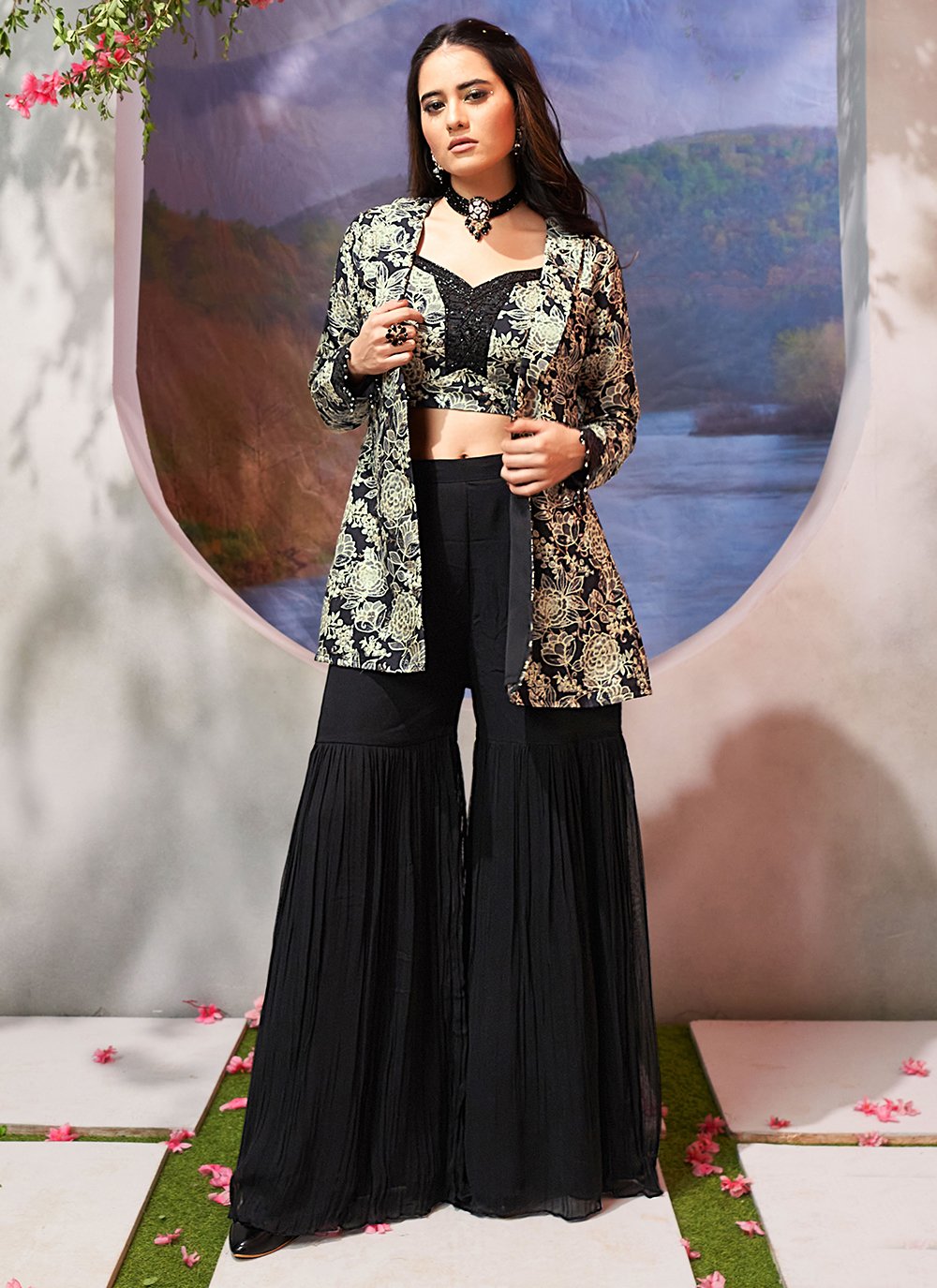 SareeSaga - Orphic Embroidered Reception Jacket Style Salwar Suit