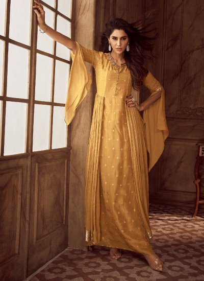 Outstanding Embroidered Faux Georgette Designer Gown