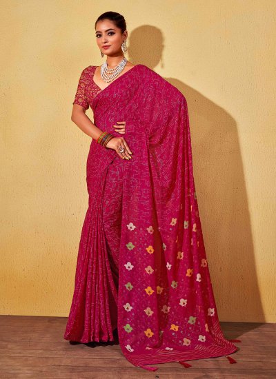 Outstanding Georgette Foil Print Classic Saree
