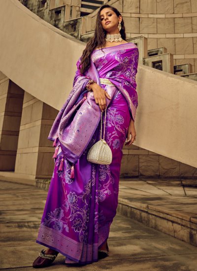 Outstanding Woven Violet Classic Saree